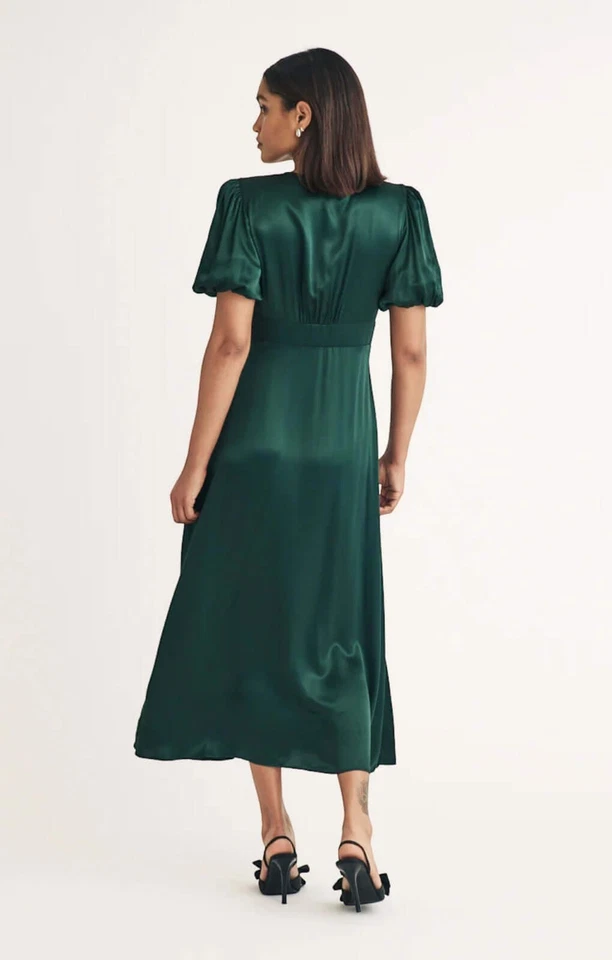 Nobody's Child Womens Green Midi Dress Satin RRP £89 - Image 2 of 3