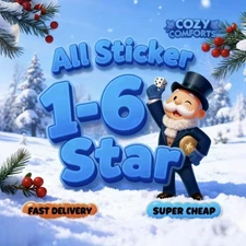 Monopoly Golden Blitz GO Stickers 1-6⭐ (COZY COMFORTS Album) | All Available⚡