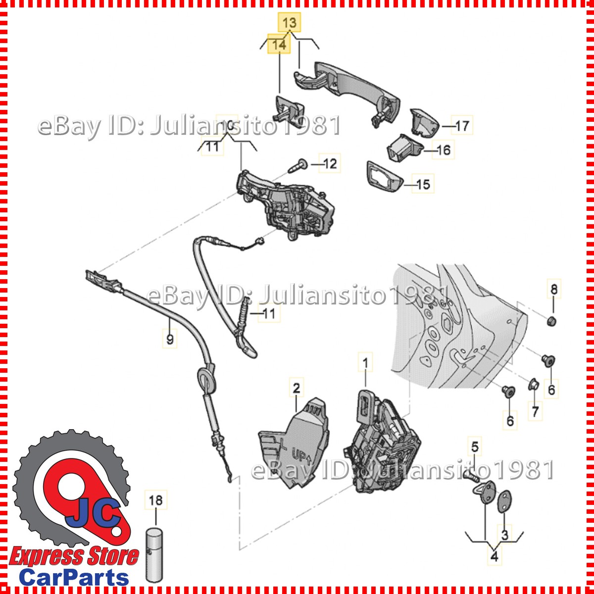 17A837205 GRU VOLKSWAGEN GENUINE OEM JETTA LEFT OUTER DOOR HANDLE  