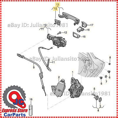 17A837205 GRU VOLKSWAGEN GENUINE OEM JETTA LEFT OUTER DOOR HANDLE