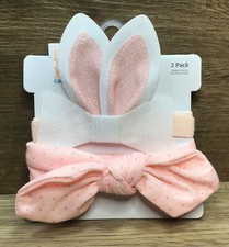 Baby Girls' 2pc Easter Bunny Ears Twist Bow Polka Dot Glitter Fabric Headwraps