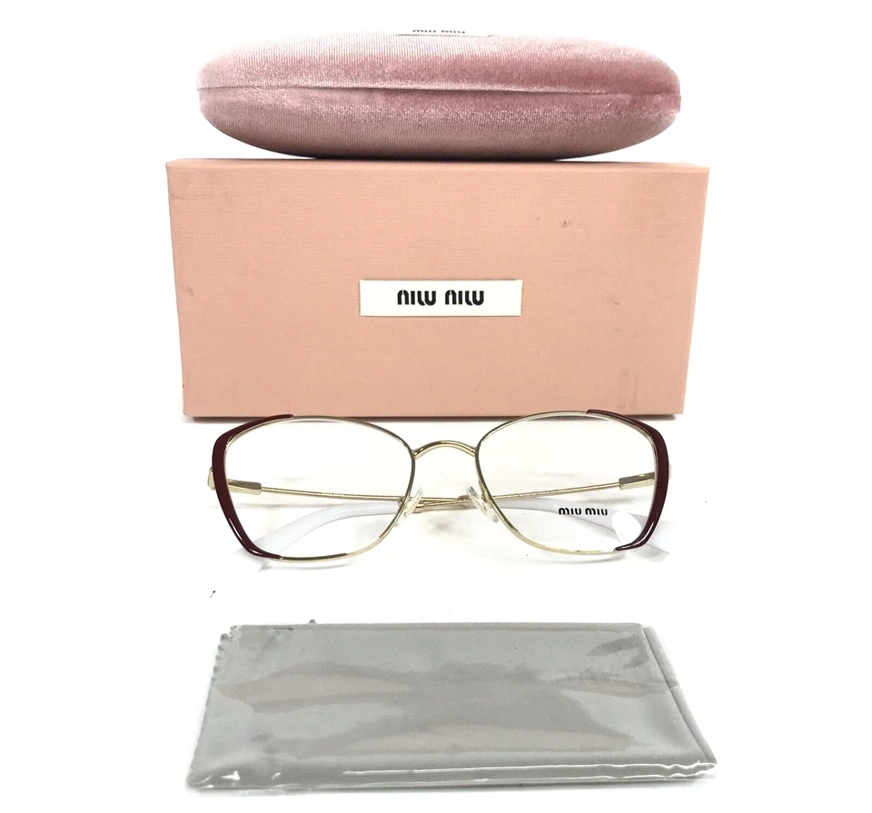 Monturas de gafas Miu Miu VMU51U 09X-1O1 marrón dorado ojo de gato borde completo 54-18-140 Foto 2 de 4