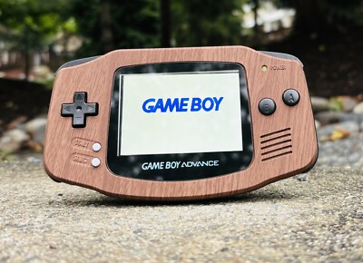 Gameboy Advance Soft Touch Wood Pattern Gaming Console IPSV2 Backlight & USB C