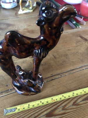 Rare Vintage Heavy Glazed Camel Ornament With Baby Unknown Maker tdg12