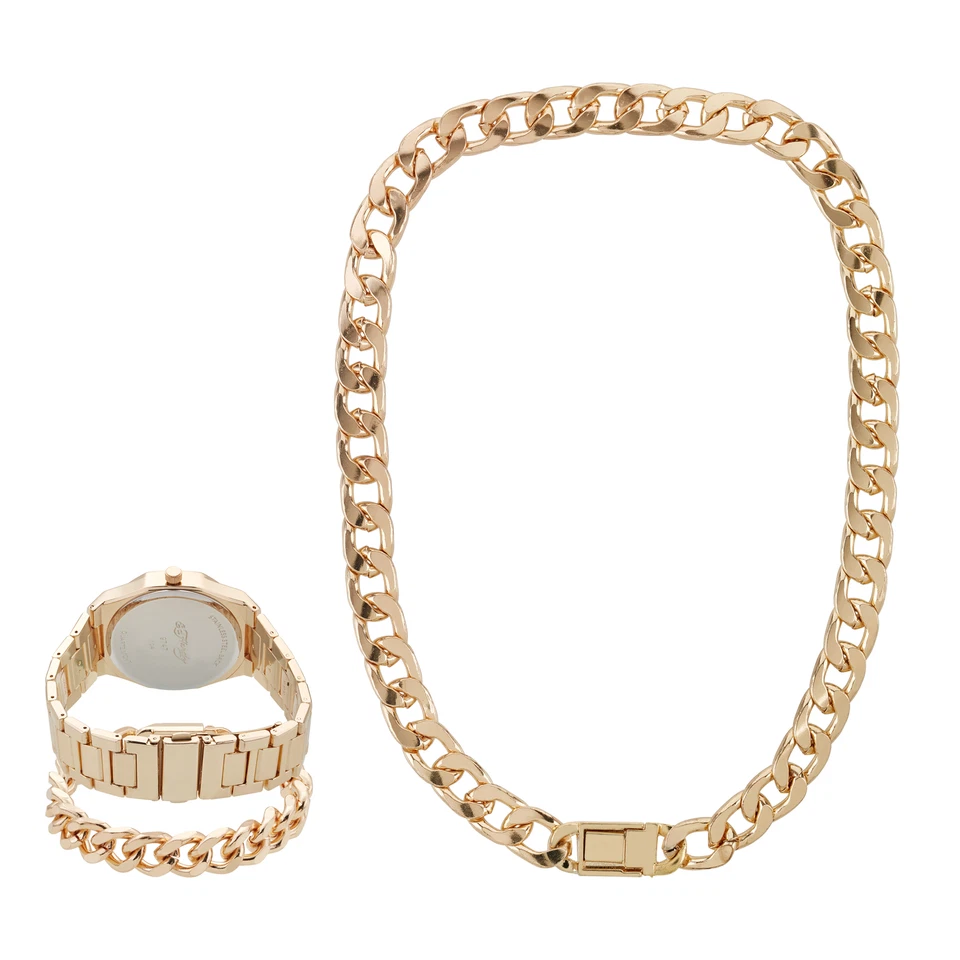 Juego de regalo reloj pulsera Ed Hardy de aleación de metal dorado brillante para hombre 42 mm Foto 3 de 3