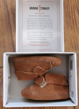 NEW Minnetonka Riley Bootie Boot Moccasin Brown Infant Size 1 Baby NIB Leather