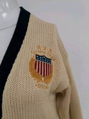 Polo Ralph Lauren 2012 Olympic Team USA Sweater/ Cardigan Ivory/Navy NWT UKM