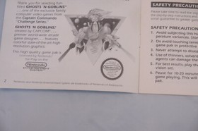 Ghosts 'N Goblins Captain Commando Nintendo NES Manual Only Instruction Booklet