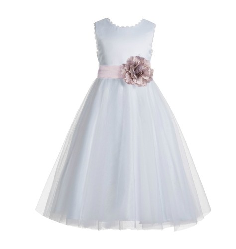 V-Back Lace Edge Ivory Flower Girl Dress Communion Dress Toddler Baptism Dresses - Picture 63 of 68