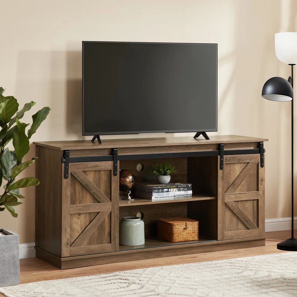 FunniHomi Farmhouse TV Stand for up to 65" TV, Entertainment Center w/ Doors - Image 3 of 4