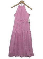 ASTR The Label Pink Tiered Gauze Halter Dress Womens Size Small NWT $138