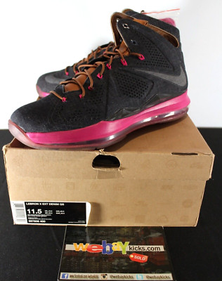Nike Air Lebron X 10 EXT Denim Blue Pink Sneakers Men's Size 11.5