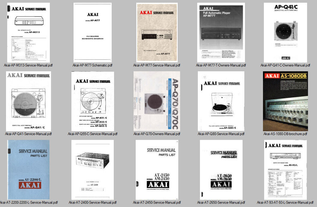 Akai Service Manuals Owners Custom DVD Collection Repair PDF DVD **Nice**