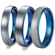 4mm-8mm Brushed Dome Mens Ring Tungsten Wedding Band Rings Comfort 5-12