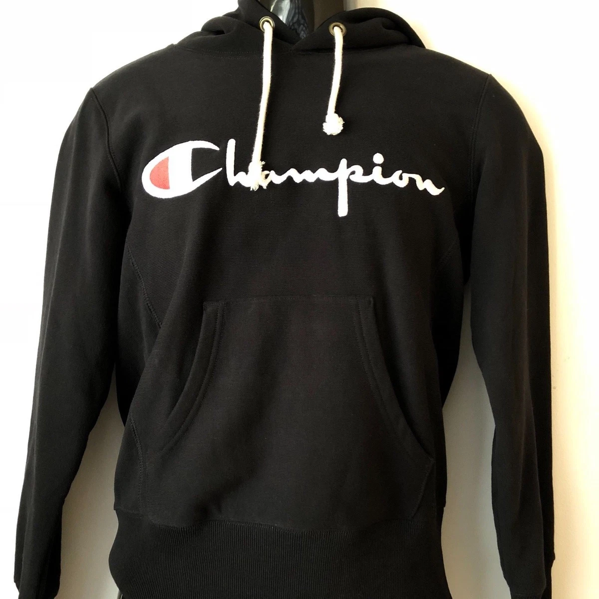 Champion Reverse Weave Warm Up Black Hoodie Size X |