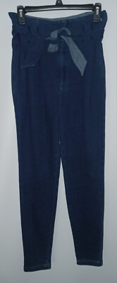 AG Adriano Goldschmied Pentra Pants Tie Frt Belt Blue Paperbag Jogger High Waist