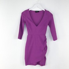 Nasty Gal Purple Body Con Ruched Side Mini Dress sz XXS