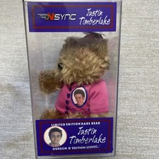 Justin Timberlake NSYNC Rare Bears, Pink Bear, Singer Actor Ltd Ed NOS NIB