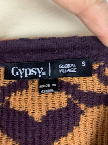 Gypsy 05 Global Village IIntarsia Shift Sweater Dress Size S Tribal Long Sleeve - Picture 9 of 13