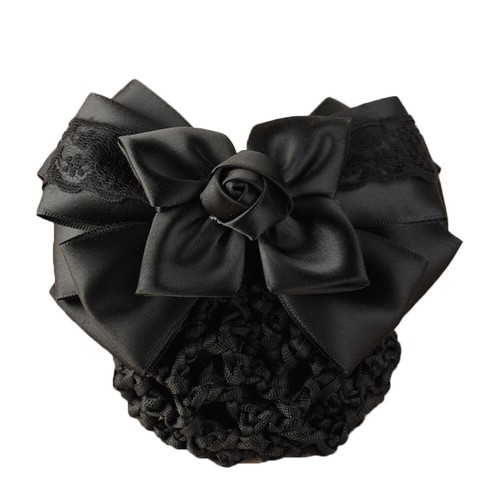 Women Satin Bow Barrette Double Bowknot Hair Net Hair Bun Barrette Hair Clip▱ - Picture 78 of 109