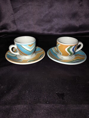 Tognana Porcellane 2 Sets Espresso Cup and Saucer made in Italy each  numbered