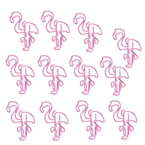  12pcs Flamingo Paper Clips Metal File Note Mark Bookmark Clips for Home Office - Picture 1 of 4