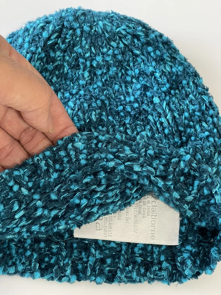 Gorro Liz Claiborne Hilado Otoño Invierno Turquesa Azul Aqua Foto 2 de 4