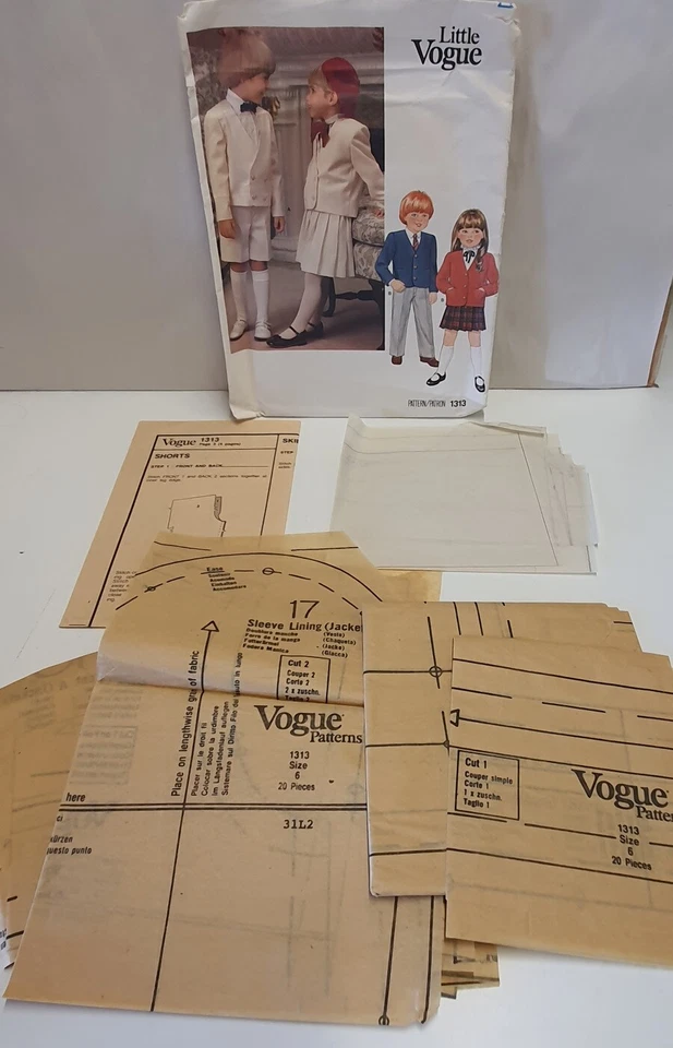 Little Vogue Sewing Pattern 1313 1980s Size 6 Uncut Children's Jacket Skirt Pant - Image 3 of 4
