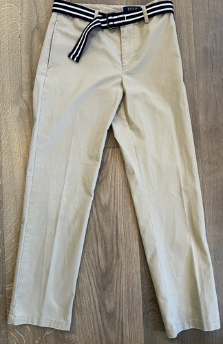 Polo Ralph Lauren Boys' Slim Fir Straight Leg Trousers Beige Size 14 Belted