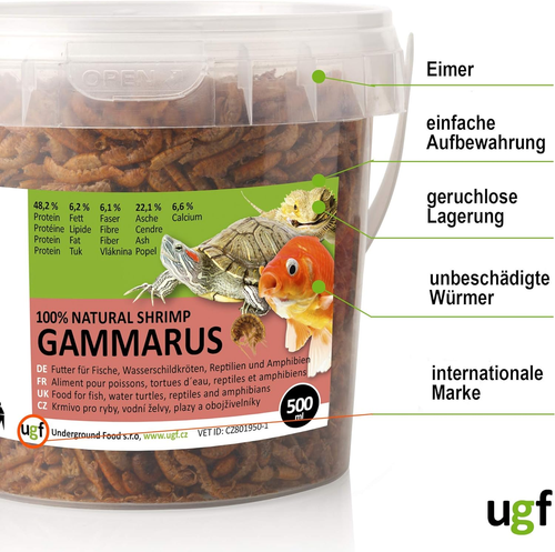 UGF - Gamberetti essiccati d'acqua dolce Premium Gammarus, secchio da 500 millil - Foto 7 di 7