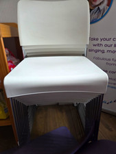 20 x Vitra Dining Chair White Solid Plain Metal Frame Silver Legs 80cm H 50x50cm