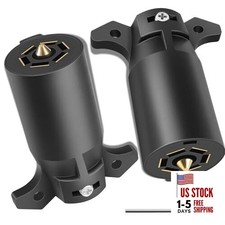 2 Pack Premium 7 Pin Trailer Plug With Built-In Brass Terminals, Heavy-Duty 7 