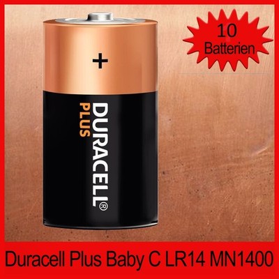 10 x Duracell Plus Baby MN1400 C LR14 1,5V Batterien NEU !!