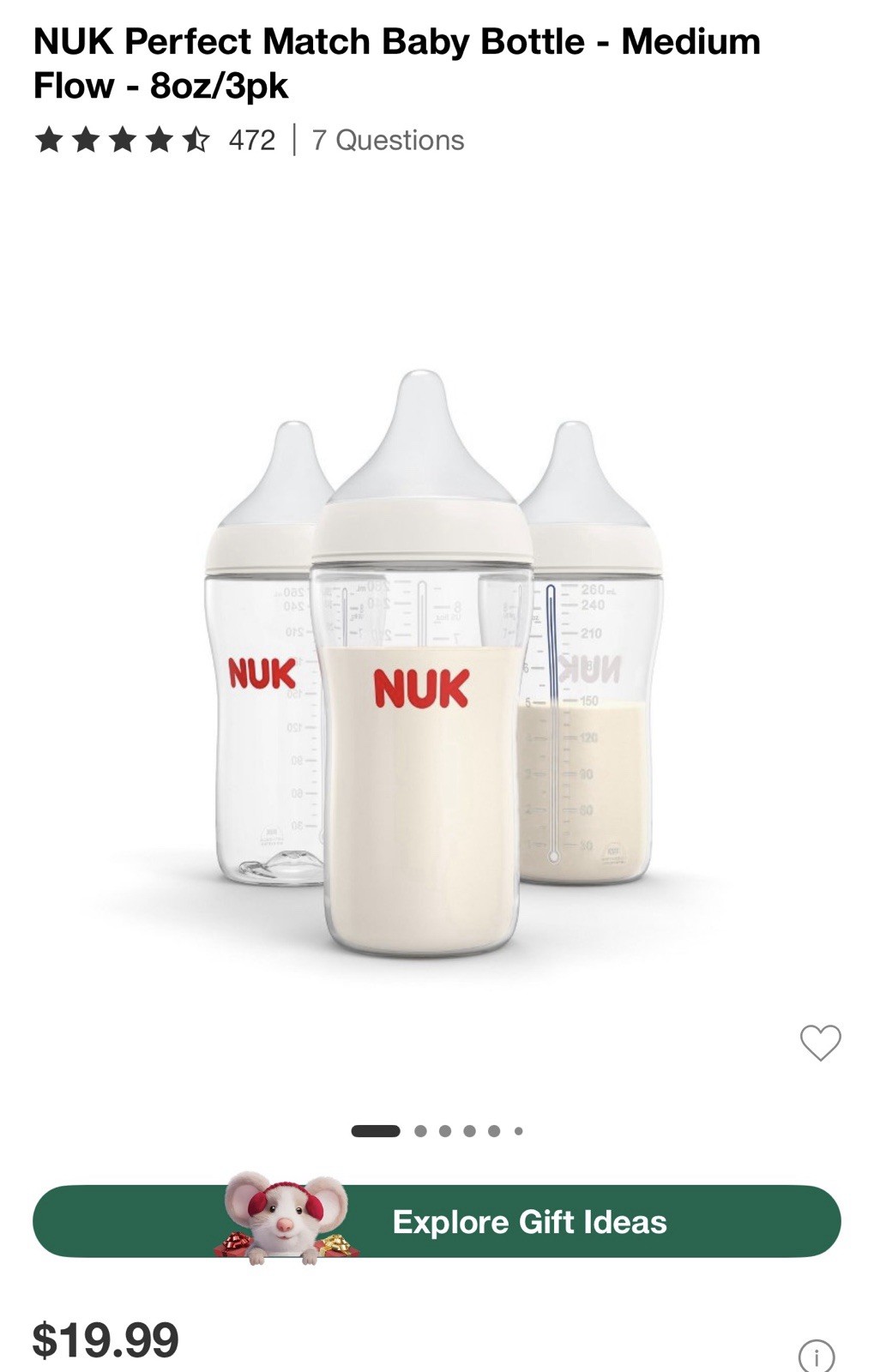 NUK Perfect Match Baby Bottle - Natural + Anti Colic - Mediu