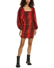 Ganni Smocked Mini Dress Women's Red 32