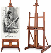 Large H-Frame Studio Easel, Solid Beechwood Easel Stand for Painting, Artist Can