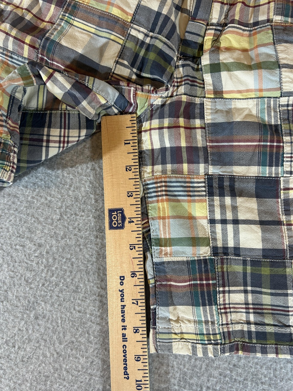 American Eagle Shorts Men 33 Patchwork Madras Pla… - image 2