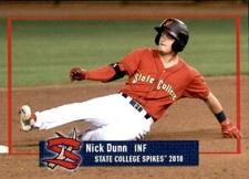 2018 State College Spikes Grandstand #10 Nick Dunn Sunbury Pennsylvania PA Card