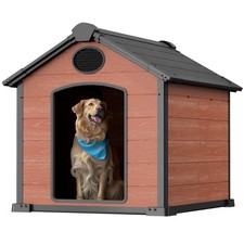 EHHLY 46" Large Dog House Outdoor Weatherproof, 46"Lx40"Wx40"H, Rustic Brown