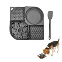 Leckmatte Hund Katze Schleckmatte Silikon SaugnäPfe Slow Feeder Haustiere Grau
