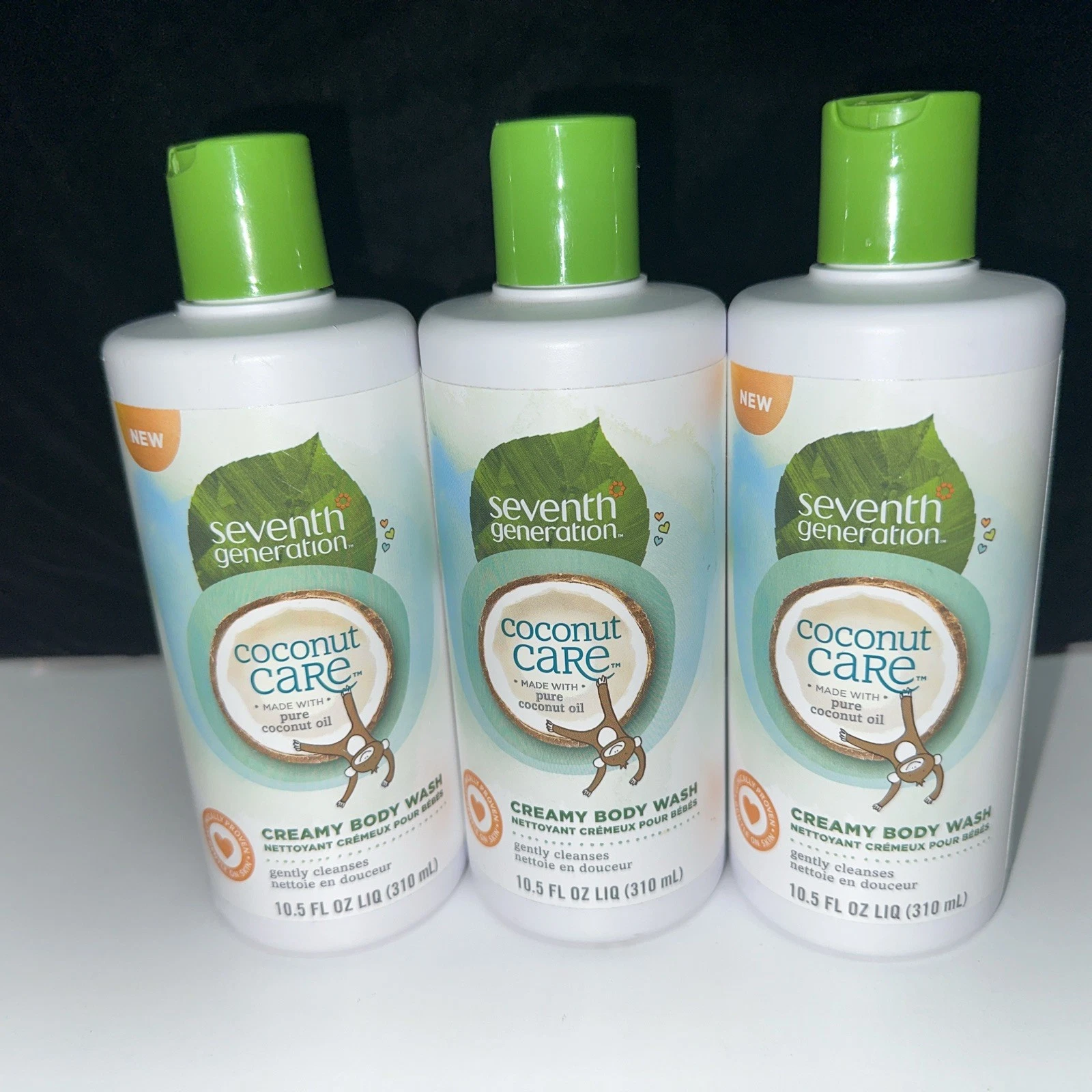 LOT OF 3--Seventh Generation Baby COCONUT CARE Creamy Body Wash Shampoo 10.5oz