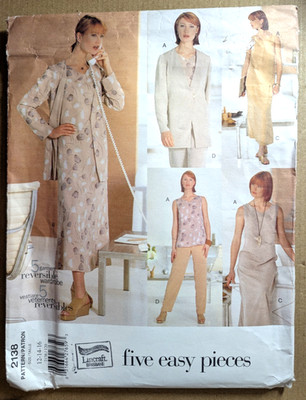 VOGUE 2138 Sz 12-16 Five Easy Pieces Jacket Dress Top Skirt Pant VERY EASY Uncut