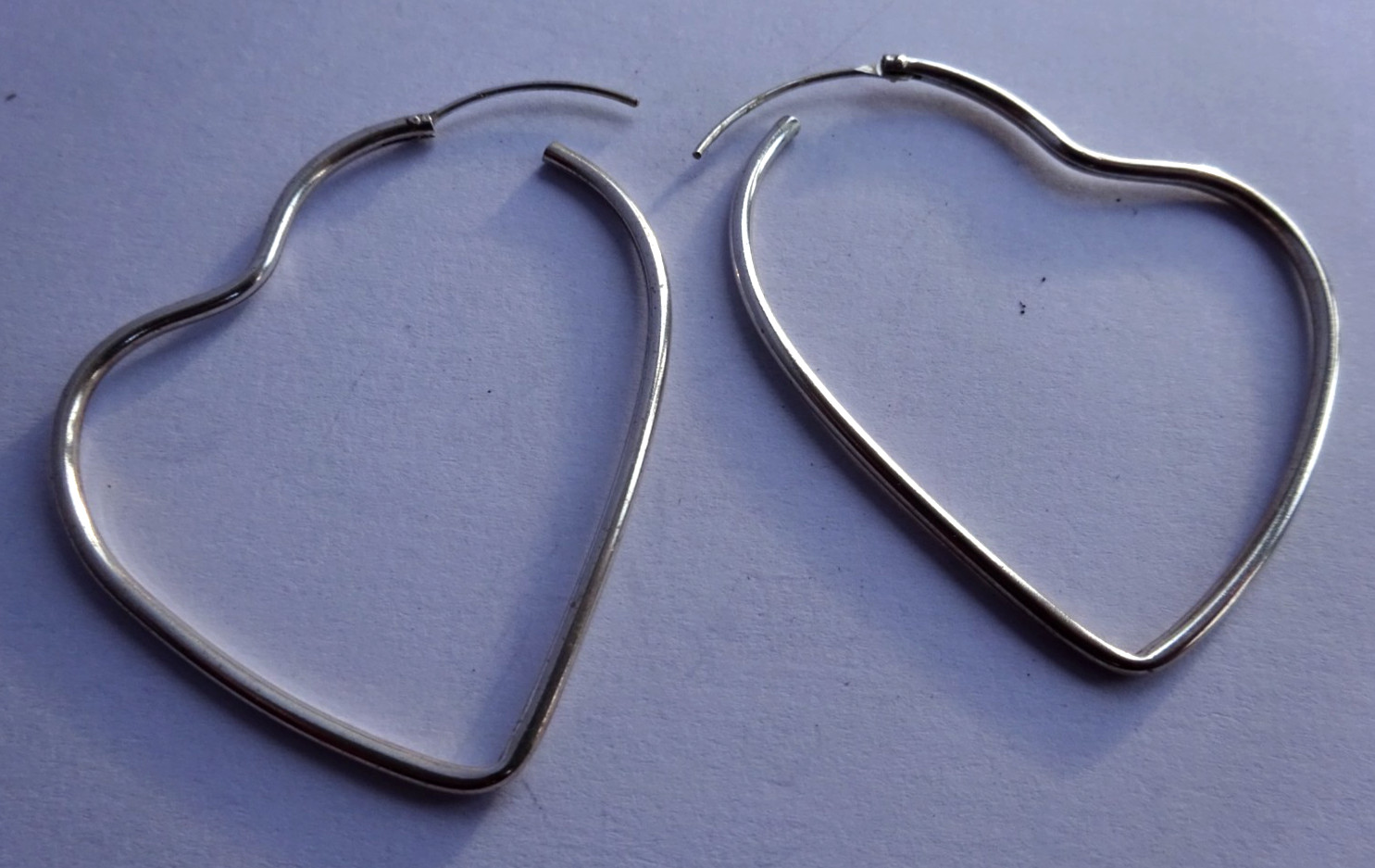 Stylish pair large solid sterling silver heart ea… - image 6