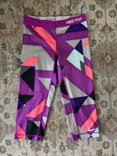 Nike Pro Women's Dri-FIT Geometric Print Athletic Fitted Leggings Small
