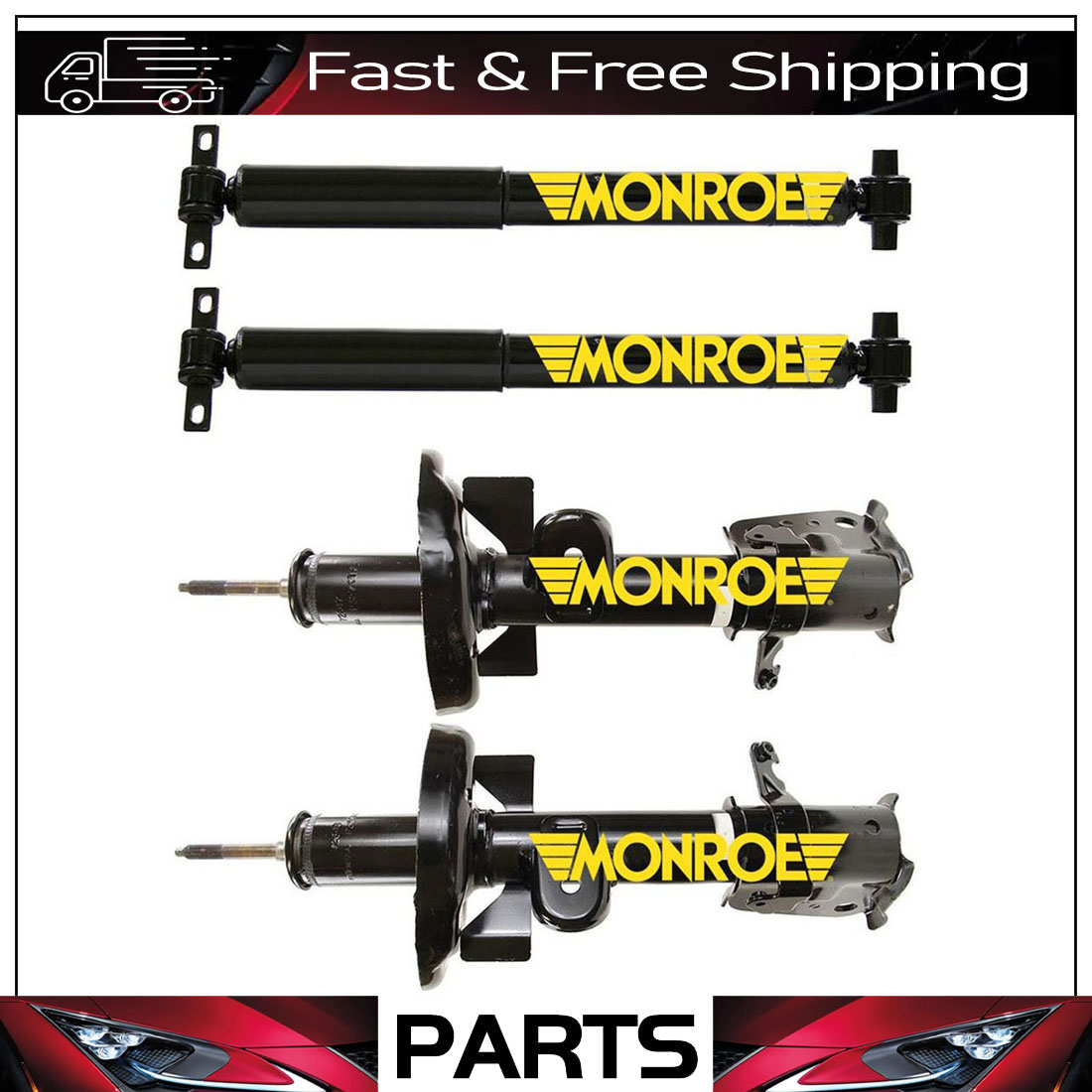 Fits 2009-2015 Honda Pilot Monroe Front Struts & Rear Shocks