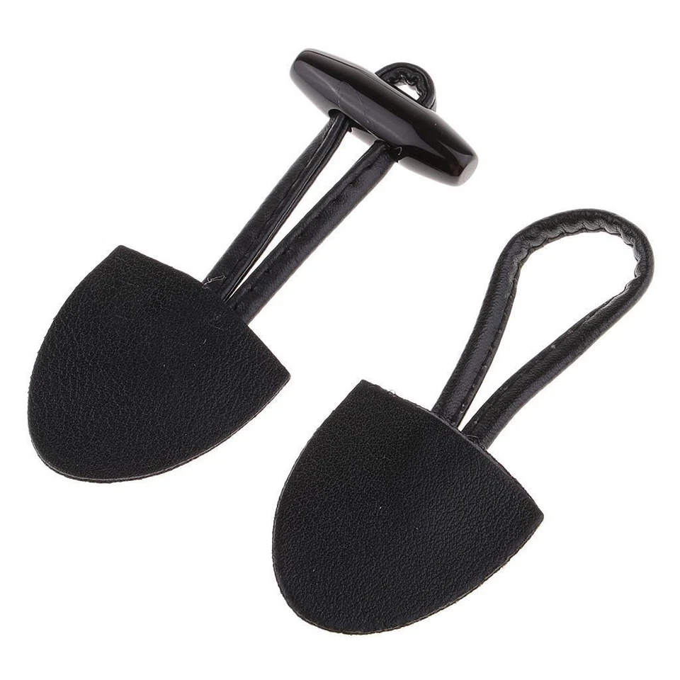 6 Pairs Black Horn PU Leather Toggle Button for Duffle Coat Sewing Crafts - Image 4 of 4