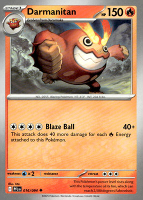 Darmanitan 016/094 Uncommon Regular ME02: Phantasmal Flames NM