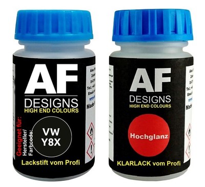 Lackstift für VW / Volkswagen Y8X Havannaschwarz Pearl + Klarlack 50ml Autolack