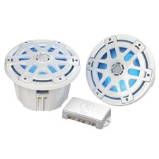Poly-planar Ma-oc8 8" Round Waterproof Blue Led Lit Speaker - White maoc8 