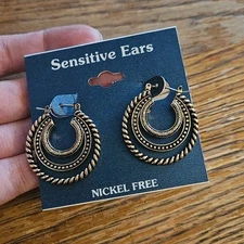 JCP Sensitive Ears Silver-Tone Textured Triple Huggie Hoop Earrings